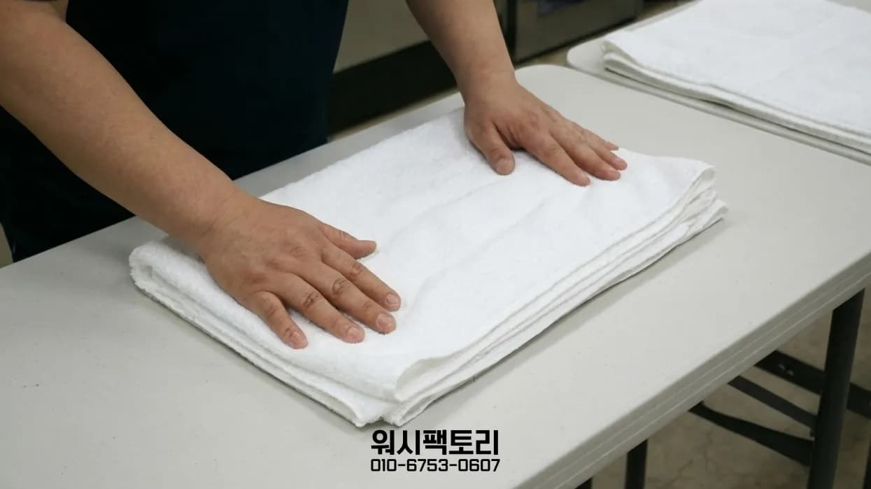 개어서 바로 쓸 수 있게 — 워시팩토리 작업 사진